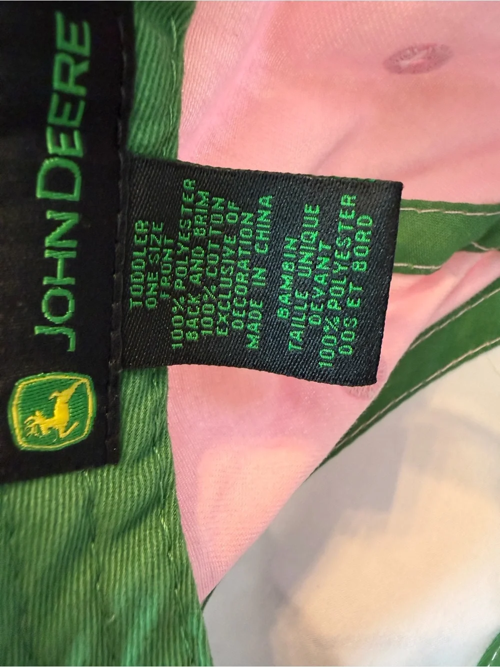 John Deere Pink and White Kids Baseball Cap with Horse